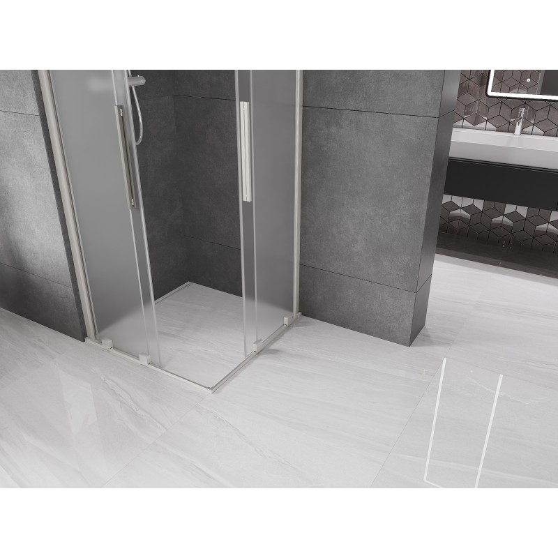 Mexen Velar Duo cabine de douche coulissante 80 x 80 cm, givre, nickel brossé - 871-080-080-32-97