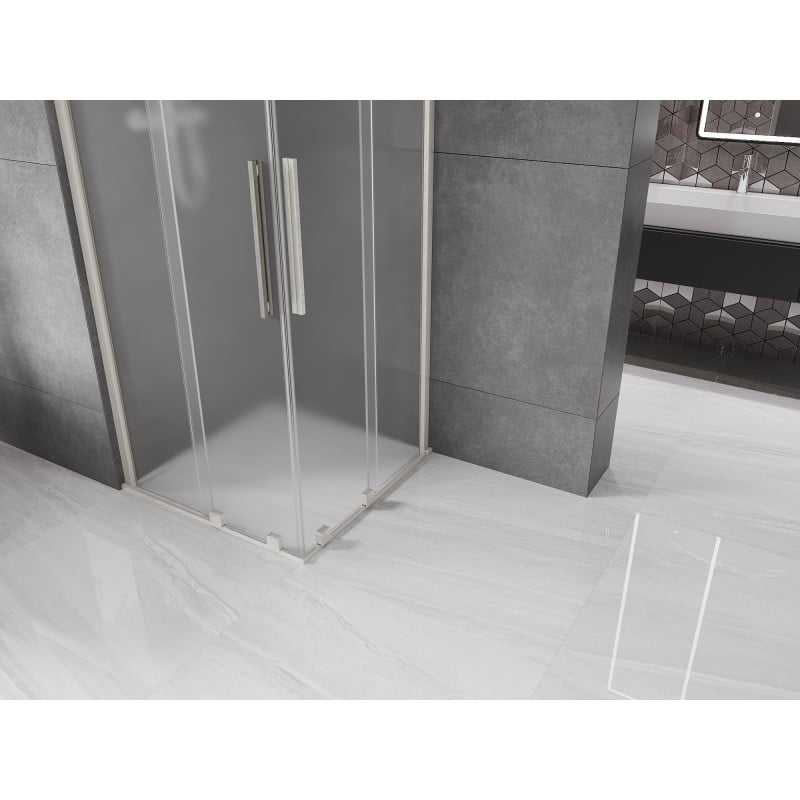 Mexen Velar Duo cabine de douche coulissante 80 x 80 cm, givre, nickel brossé - 871-080-080-32-97