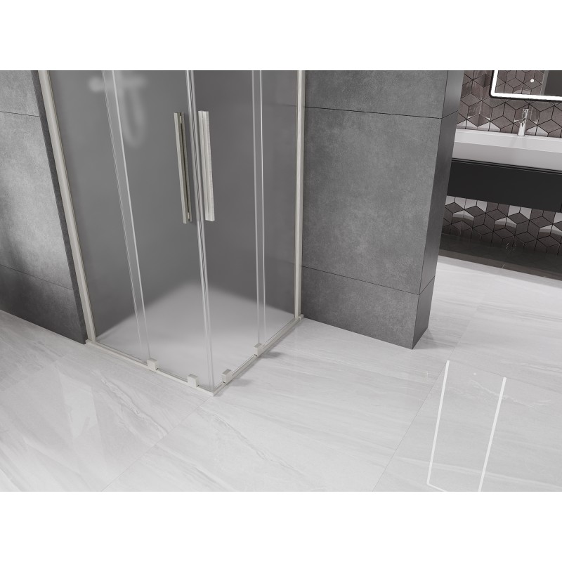 Mexen Velar Duo cabine de douche coulissante 100 x 100 cm, givre, nickel brossé - 871-100-100-32-97