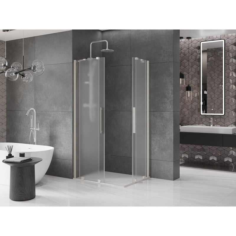 Mexen Velar Duo cabine de douche coulissante 100 x 90 cm, givrée, nickel brossé - 871-100-090-32-97
