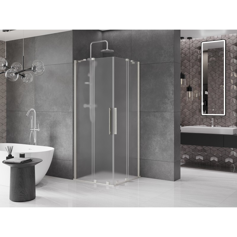 Mexen Velar Duo cabine de douche coulissante 100 x 100 cm, givre, nickel brossé - 871-100-100-32-97