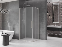 Mexen Velar Cabine de douche coulissante Duo 90 x 80 cm, givré, nickel brossé - 871-090-080-32-97