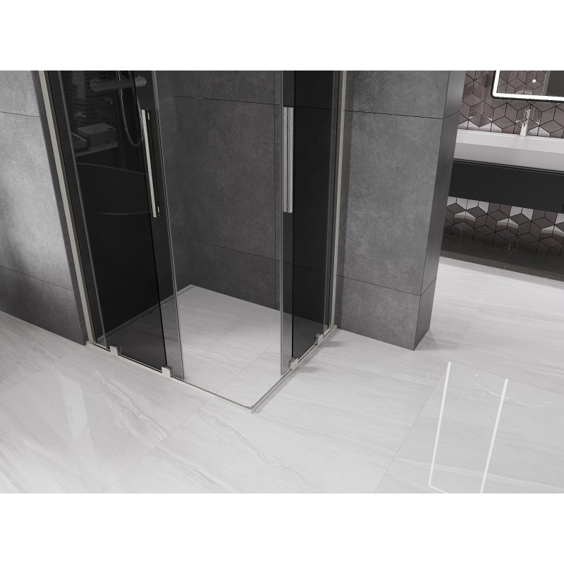 Mexen Velar Duo cabine de douche coulissante 90 x 80 cm, graphite, nickel brossé - 871-090-080-42-97