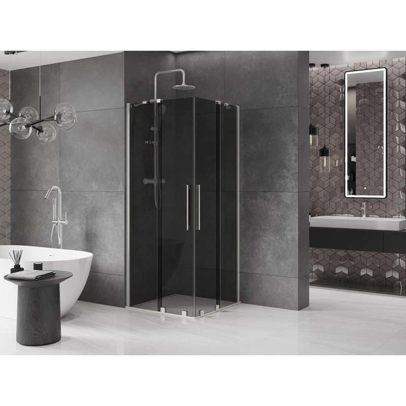 Mexen Velar Duo cabine de douche coulissante 100 x 100 cm, graphite, nickel brossé - 871-100-100-42-97