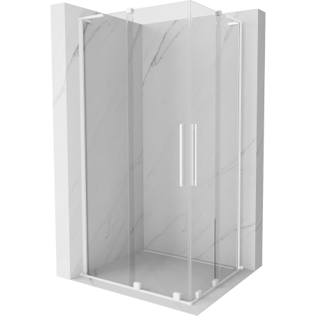 Mexen Velar L Duo cabine de douche coulissante 90 x 80 cm, transparent, blanc - 871-090-080-02-03-20