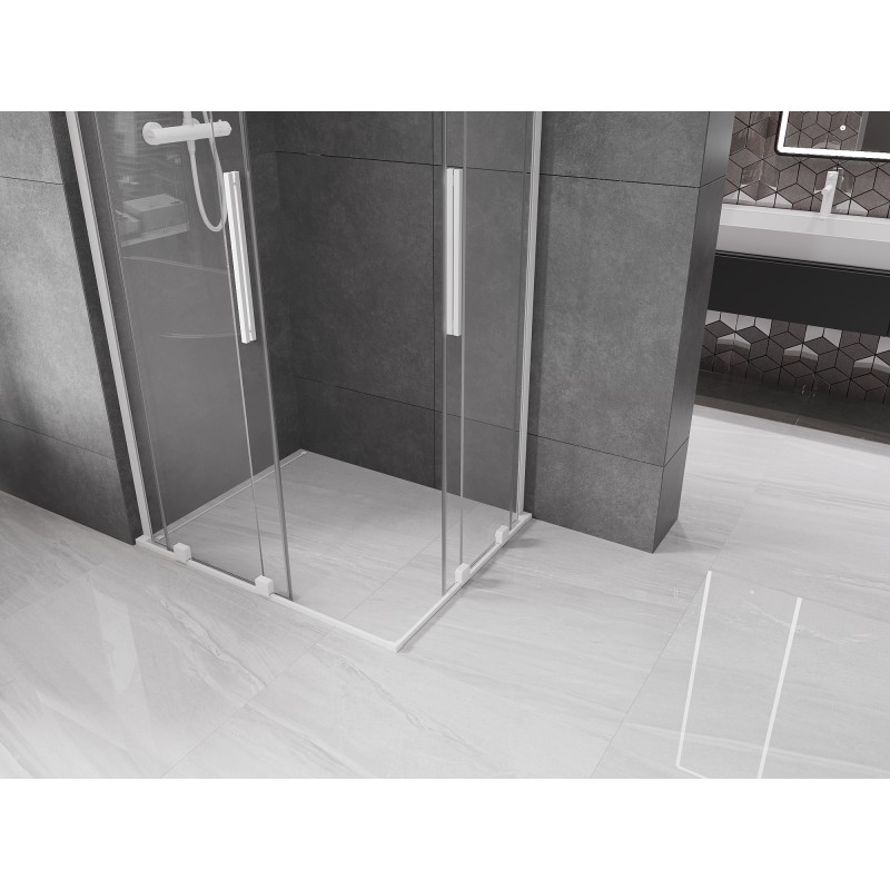 Mexen Velar L Duo cabine de douche coulissante 90 x 80 cm, transparent, blanc - 871-090-080-02-03-20