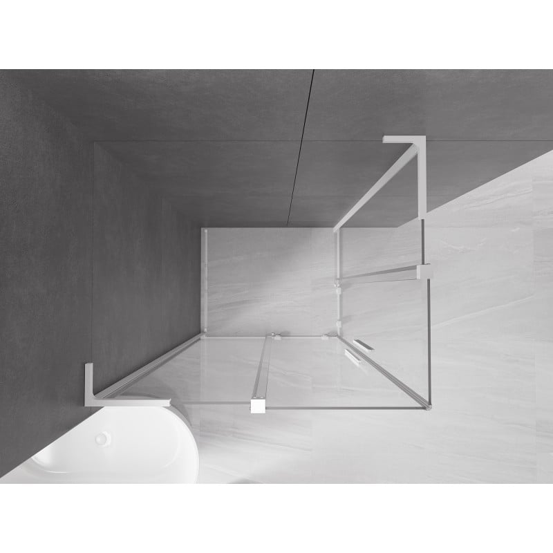 Mexen Velar L Duo cabine de douche coulissante 100 x 90 cm, transparent, blanc - 871-100-090-02-03-20