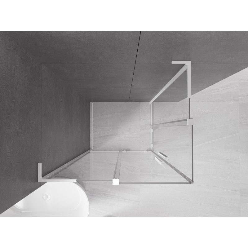 Mexen Velar L Duo cabine de douche coulissante 90 x 80 cm, transparent, blanc - 871-090-080-02-03-20