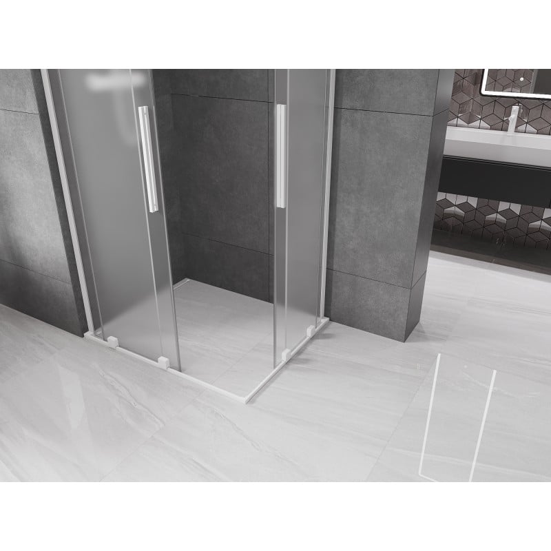 Mexen Velar L Duo cabine de douche coulissante 100 x 90 cm, givrée, blanche - 871-100-090-02-33-20