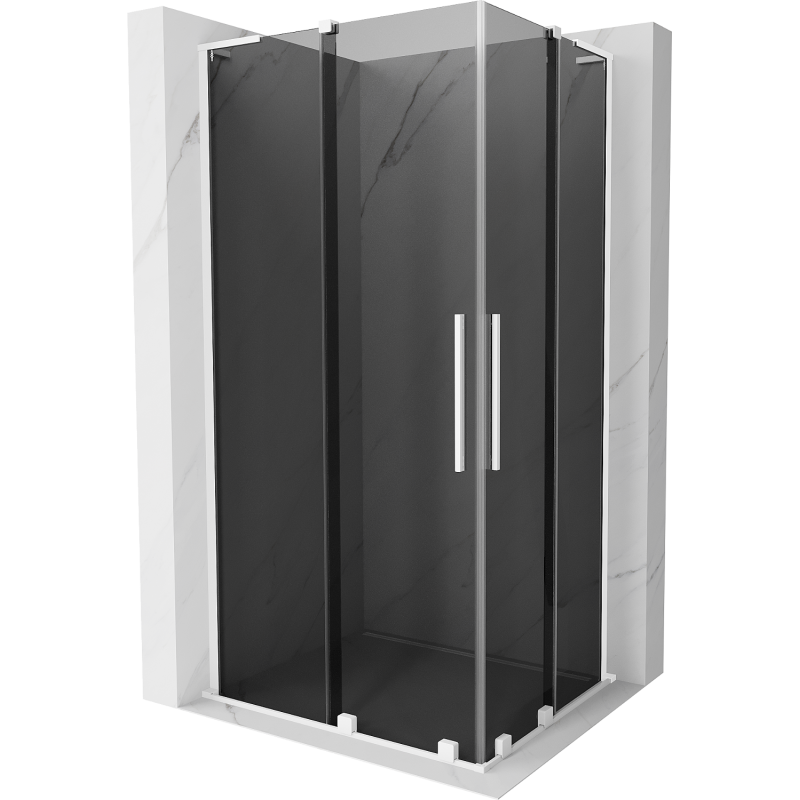 Mexen Velar L Duo cabine de douche coulissante 90 x 80 cm, graphite, blanc - 871-090-080-02-43-20
