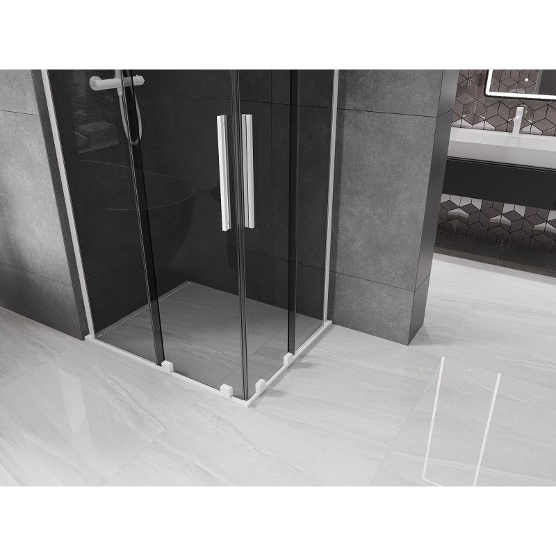 Mexen Velar L Duo cabine de douche coulissante 90 x 80 cm, graphite, blanc - 871-090-080-02-43-20