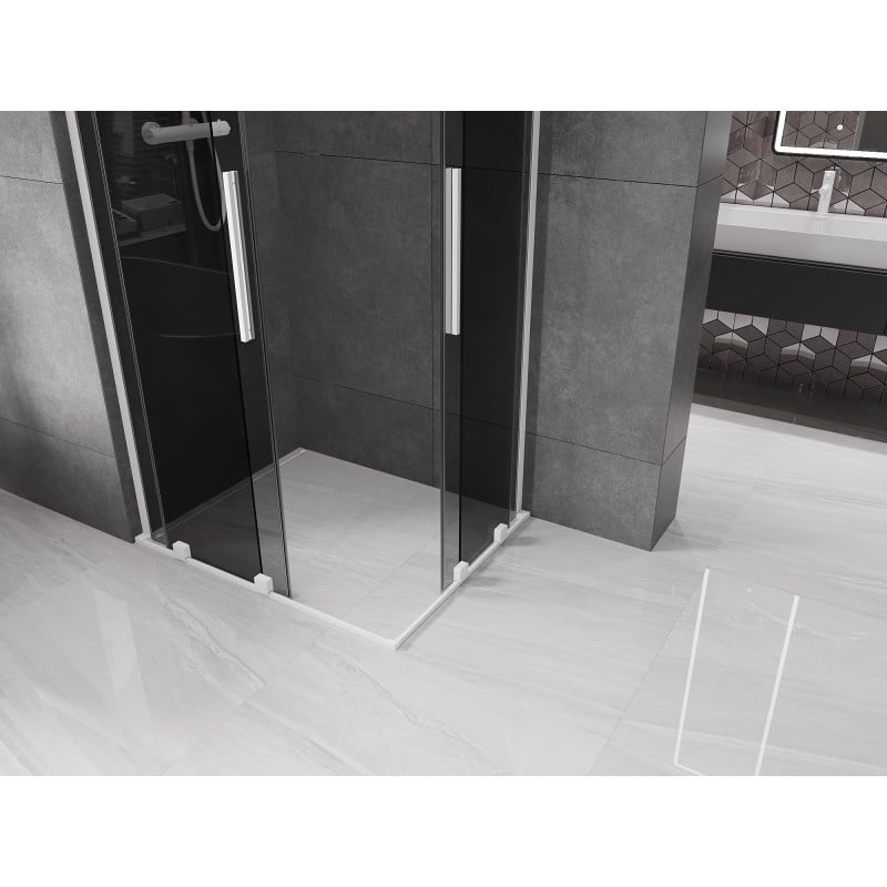 Mexen Velar L Duo cabine de douche coulissante 100 x 90 cm, graphite, blanc - 871-100-090-02-43-20