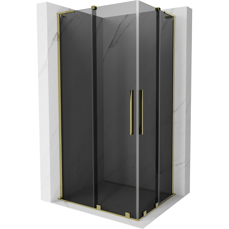 Mexen Velar L Duo cabine de douche coulissante 90 x 80 cm, graphite, or - 871-090-080-02-43-50