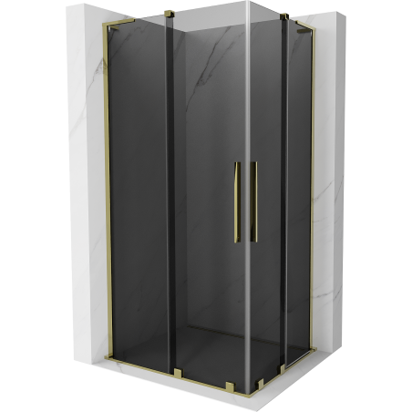 Mexen Velar L Duo cabine de douche coulissante 90 x 80 cm, graphite, or - 871-090-080-02-43-50