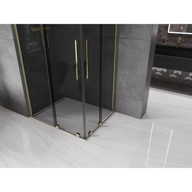 Mexen Velar L Duo cabine de douche coulissante 90 x 80 cm, graphite, or - 871-090-080-02-43-50