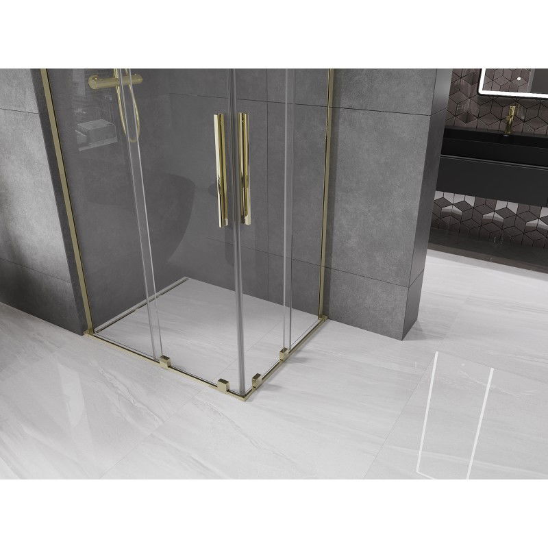 Mexen Velar L Duo cabine de douche coulissante 90 x 80 cm, transparent, or - 871-090-080-02-03-50