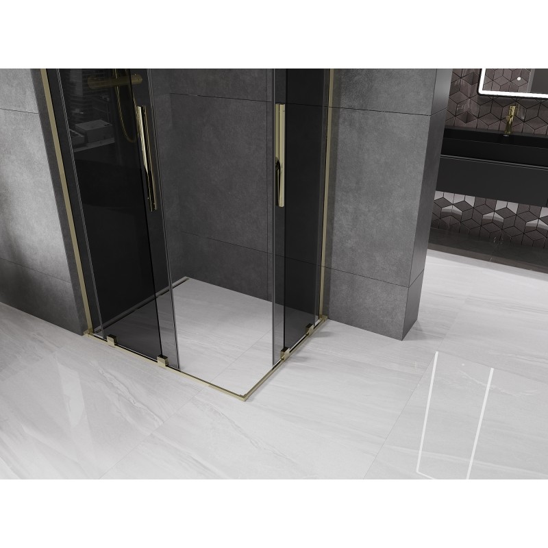 Mexen Velar L Duo cabine de douche coulissante 100 x 90 cm, graphite, or - 871-100-090-02-43-50