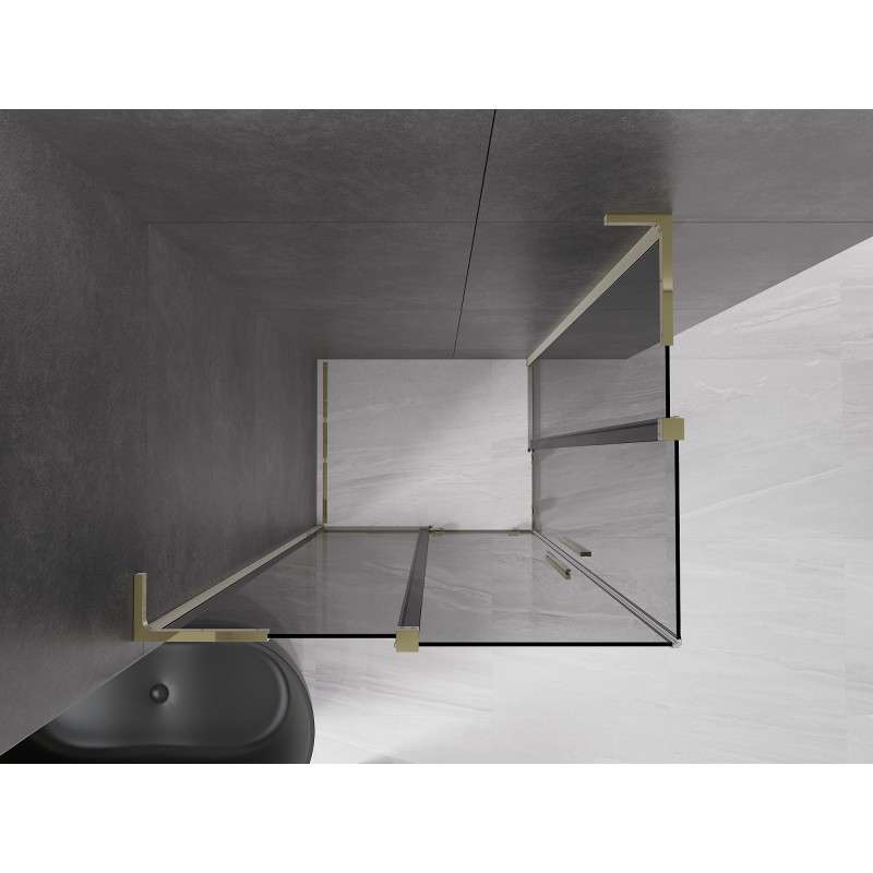 Mexen Velar L Duo cabine de douche coulissante 90 x 80 cm, graphite, or - 871-090-080-02-43-50