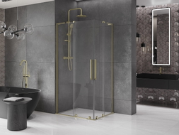 Mexen Velar L Duo cabine de douche coulissante 90 x 80 cm, transparent, or - 871-090-080-02-03-50