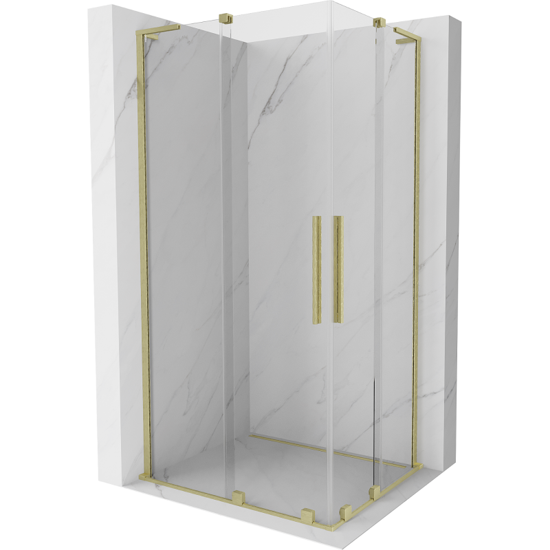 Mexen Velar L Duo cabine de douche coulissante 90 x 80 cm, transparent, or brossé - 871-090-080-02-03-55