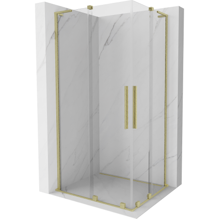 Mexen Velar L Duo cabine de douche coulissante 90 x 80 cm, transparent, or brossé - 871-090-080-02-03-55
