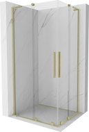 Mexen Velar L Duo cabine de douche coulissante 90 x 80 cm, transparent, or brossé - 871-090-080-02-03-55