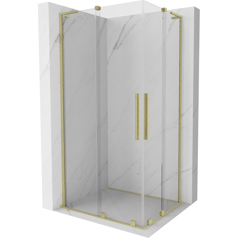 Mexen Velar L Duo cabine de douche coulissante 100 x 90 cm, transparent, doré brossé - 871-100-090-02-03-55