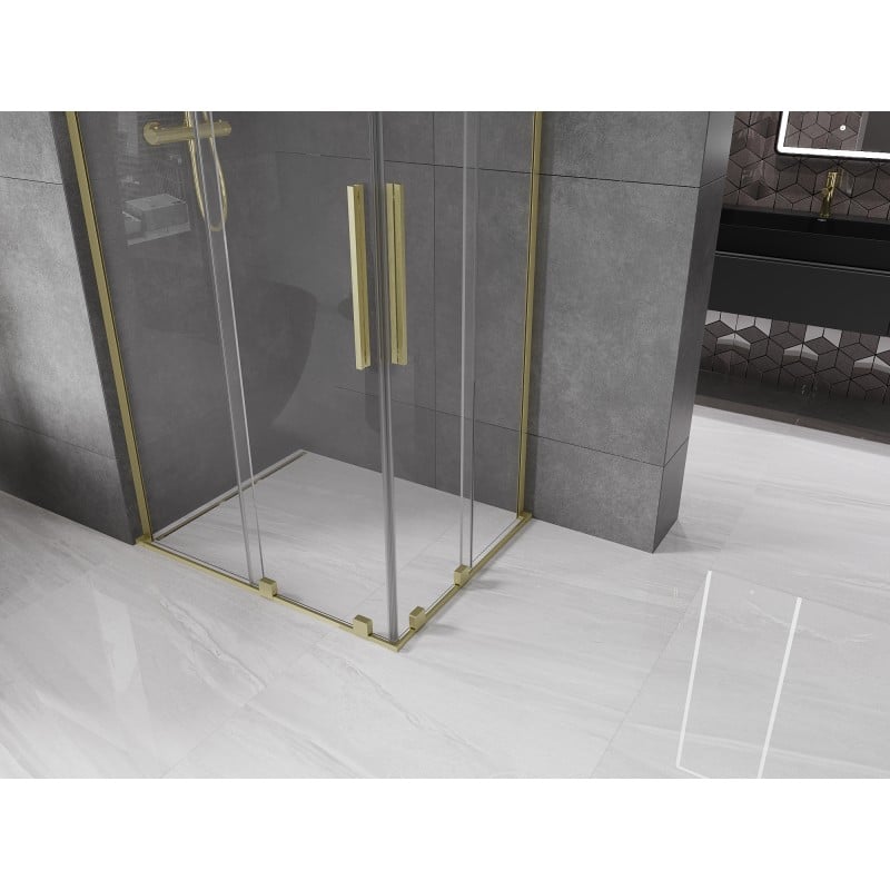 Mexen Velar L Duo cabine de douche coulissante 100 x 90 cm, transparent, doré brossé - 871-100-090-02-03-55