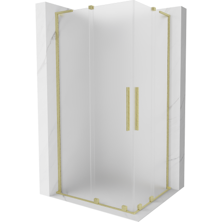 Mexen Velar L Duo cabine de douche coulissante 90 x 80 cm, givré, or brossé - 871-090-080-02-33-55