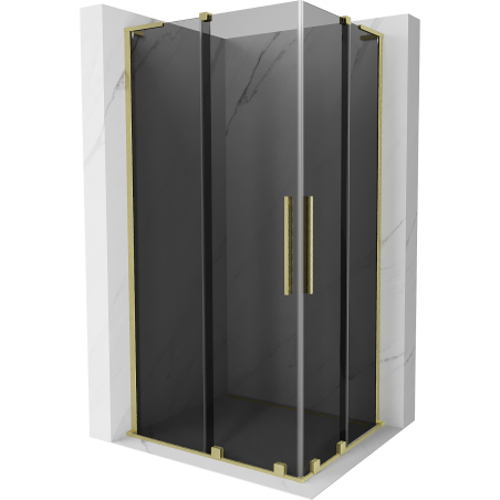 Mexen Velar L Duo cabine de douche coulissante 90 x 80 cm, graphite, or brossé - 871-090-080-02-43-55