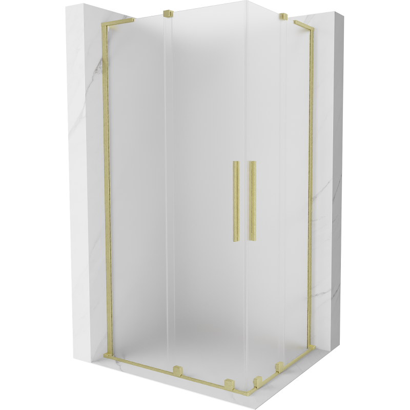 Mexen Velar L Duo cabine de douche coulissante 100 x 90 cm, dépoli, or brossé - 871-100-090-02-33-55