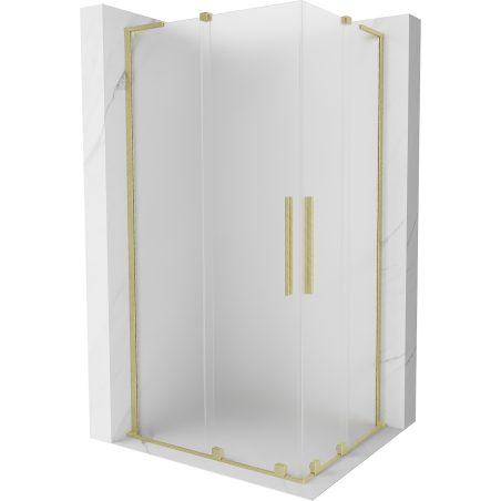 Mexen Velar L Duo cabine de douche coulissante 100 x 90 cm, dépoli, or brossé - 871-100-090-02-33-55