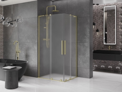 Mexen Velar L Duo cabine de douche coulissante 100 x 90 cm, dépoli, or brossé - 871-100-090-02-33-55