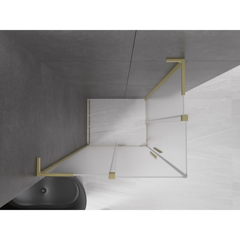 Mexen Velar L Duo cabine de douche coulissante 100 x 90 cm, dépoli, or brossé - 871-100-090-02-33-55