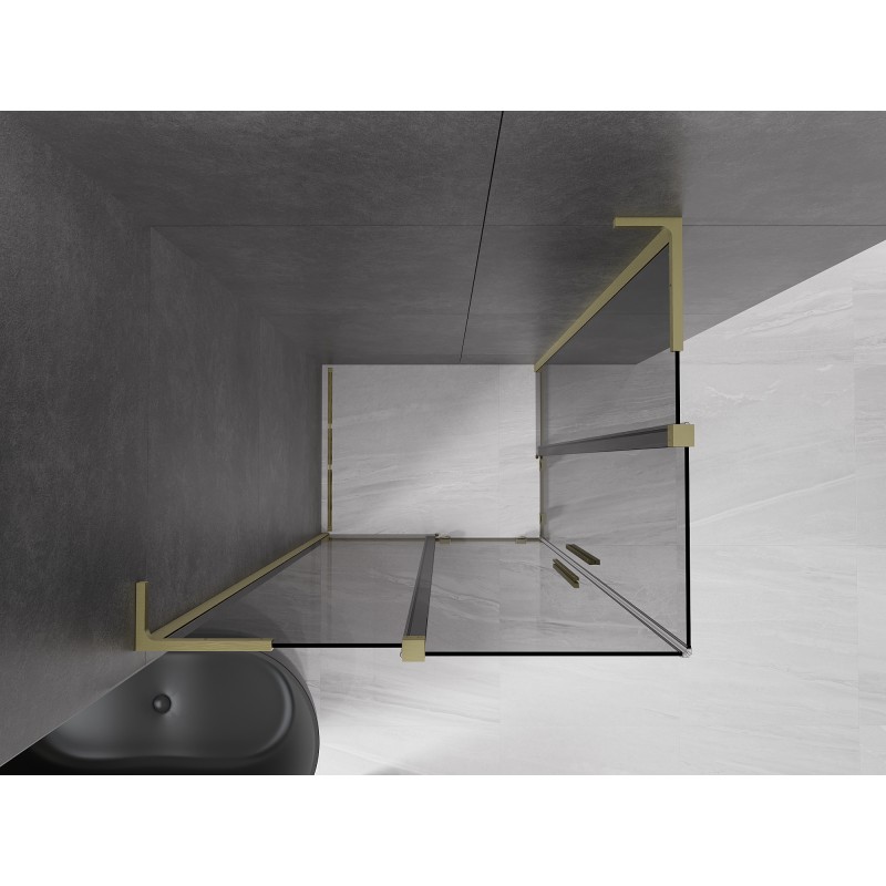 Mexen Velar L Duo cabine de douche coulissante 100 x 90 cm, graphite, or brossé - 871-100-090-02-43-55