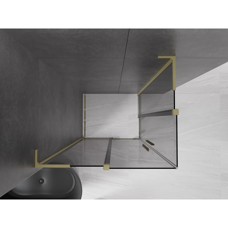 Mexen Velar L Duo cabine de douche coulissante 90 x 80 cm, graphite, or brossé - 871-090-080-02-43-55