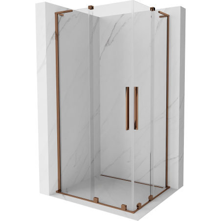 Mexen Velar L Duo cabine de douche coulissante 90 x 80 cm, transparent, or rose - 871-090-080-02-03-60
