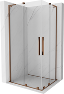 Mexen Velar L Duo cabine de douche coulissante 90 x 80 cm, transparent, or rose - 871-090-080-02-03-60
