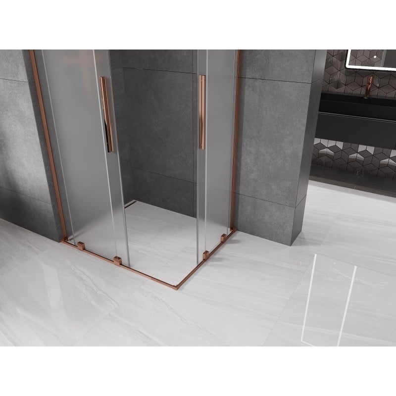 Mexen Velar L Duo cabine de douche coulissante 100 x 90 cm, givre, or rose - 871-100-090-02-33-60