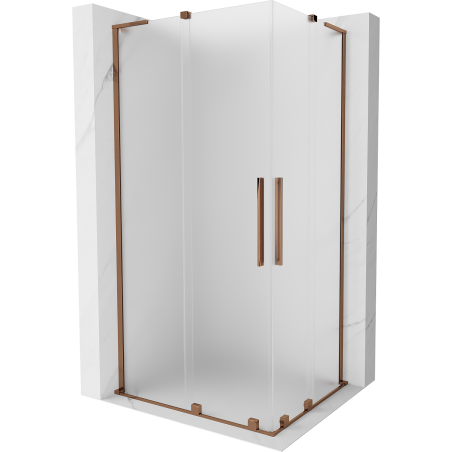 Mexen Velar L Duo cabine de douche coulissante 90 x 80 cm, givrée, or rose - 871-090-080-02-33-60