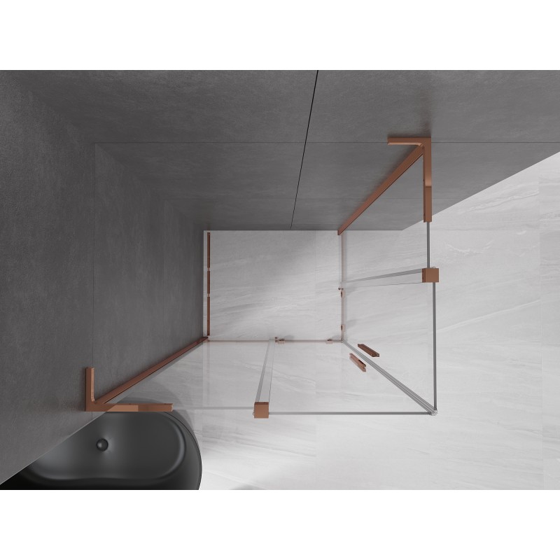 Mexen Velar L Duo cabine de douche coulissante 90 x 80 cm, transparent, or rose - 871-090-080-02-03-60