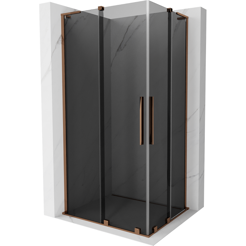 Mexen Velar L Duo cabine de douche coulissante 100 x 90 cm, graphite, or rose - 871-100-090-02-43-60