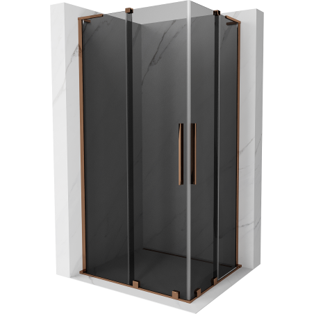 Mexen Velar L Duo cabine de douche coulissante 100 x 90 cm, graphite, or rose - 871-100-090-02-43-60