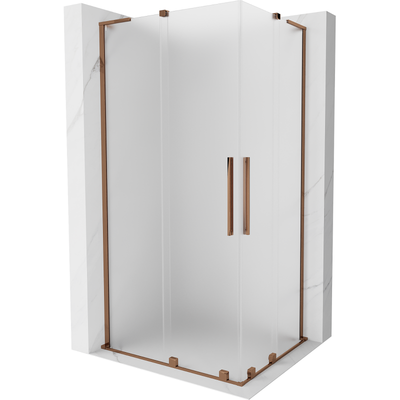 Mexen Velar L Duo cabine de douche coulissante 100 x 90 cm, givre, or rose - 871-100-090-02-33-60