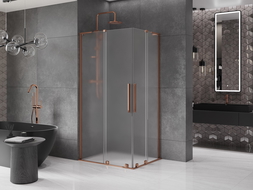Mexen Velar L Duo cabine de douche coulissante 100 x 90 cm, givre, or rose - 871-100-090-02-33-60