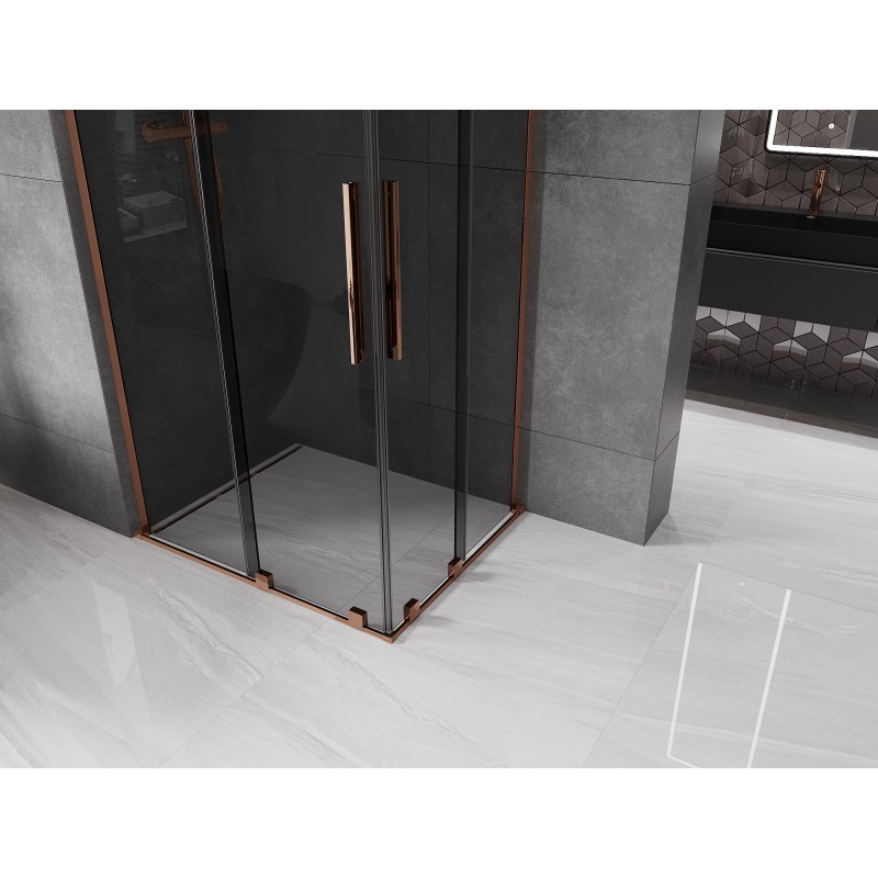 Mexen Velar L Duo cabine de douche coulissante 100 x 90 cm, graphite, or rose - 871-100-090-02-43-60