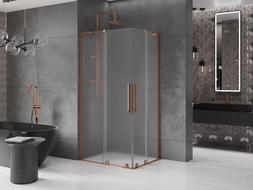 Mexen Velar L Duo cabine de douche coulissante 90 x 80 cm, givrée, or rose - 871-090-080-02-33-60