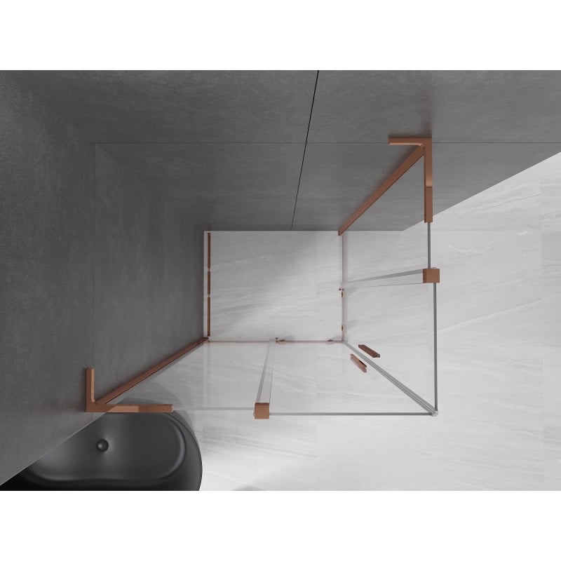 Mexen Velar L Duo cabine de douche coulissante 100 x 90 cm, transparent, or rose - 871-100-090-02-03-60