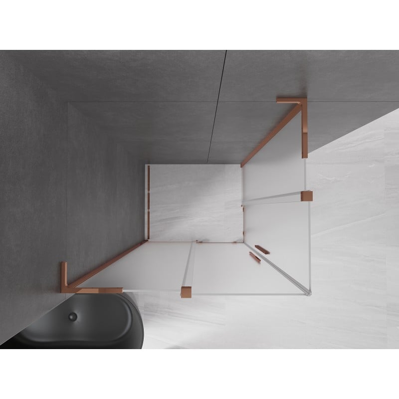 Mexen Velar L Duo cabine de douche coulissante 100 x 90 cm, givre, or rose - 871-100-090-02-33-60