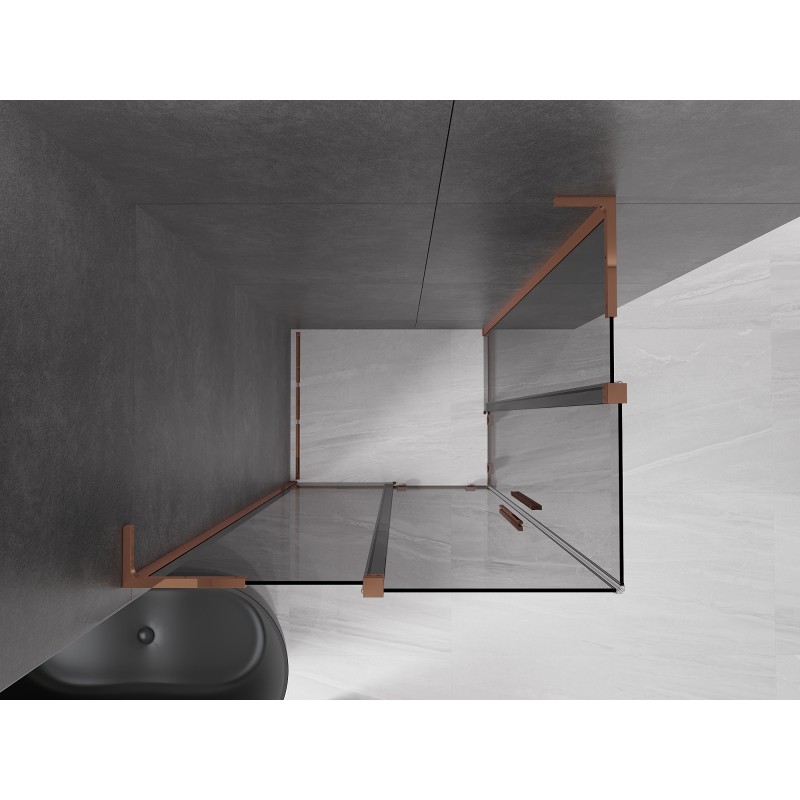 Mexen Velar L Duo cabine de douche coulissante 100 x 90 cm, graphite, or rose - 871-100-090-02-43-60